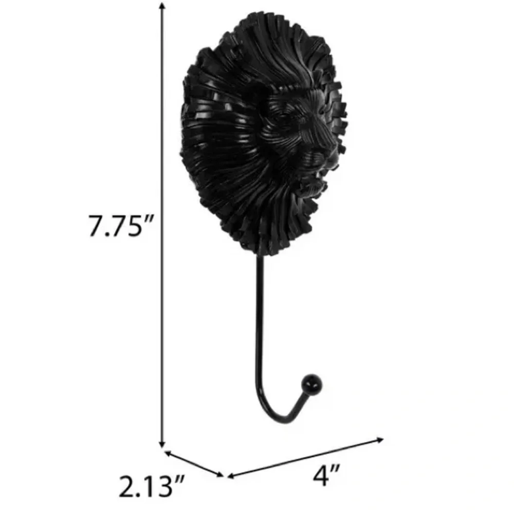 (2) Black Lion Head Wall Hook